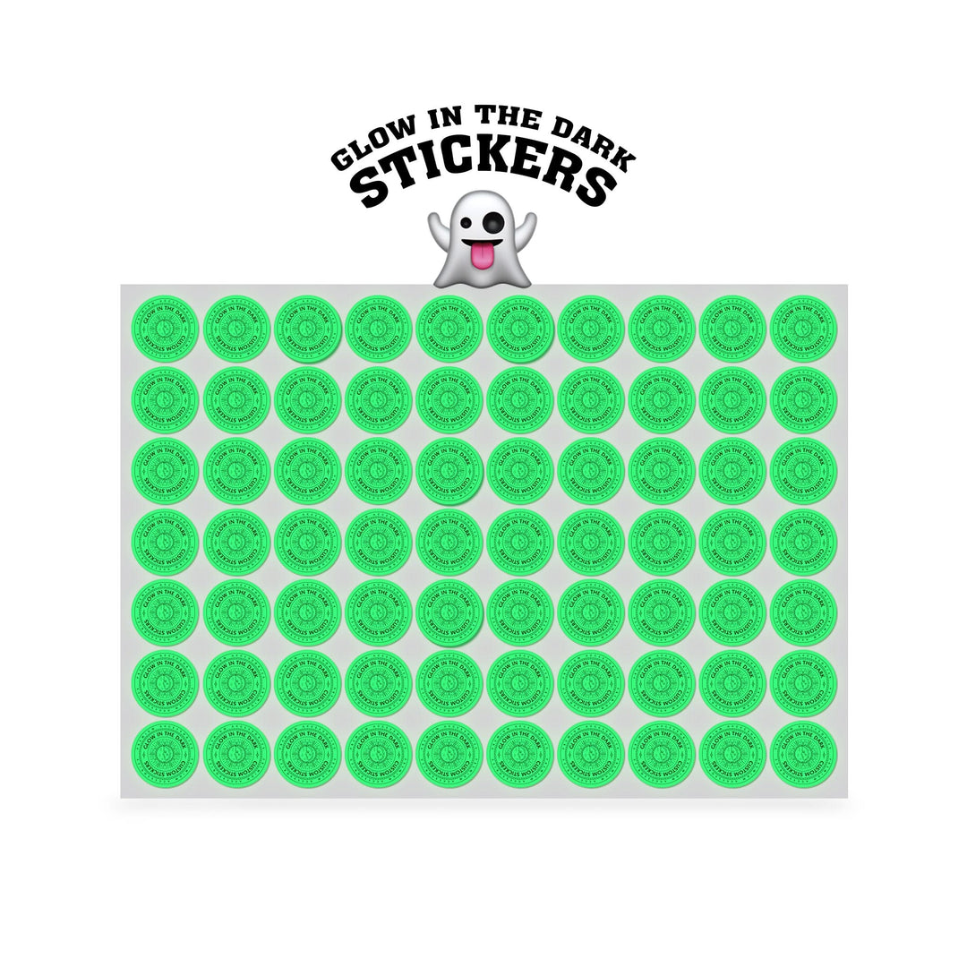 1" Custom Printed Glow in the Dark Stickers