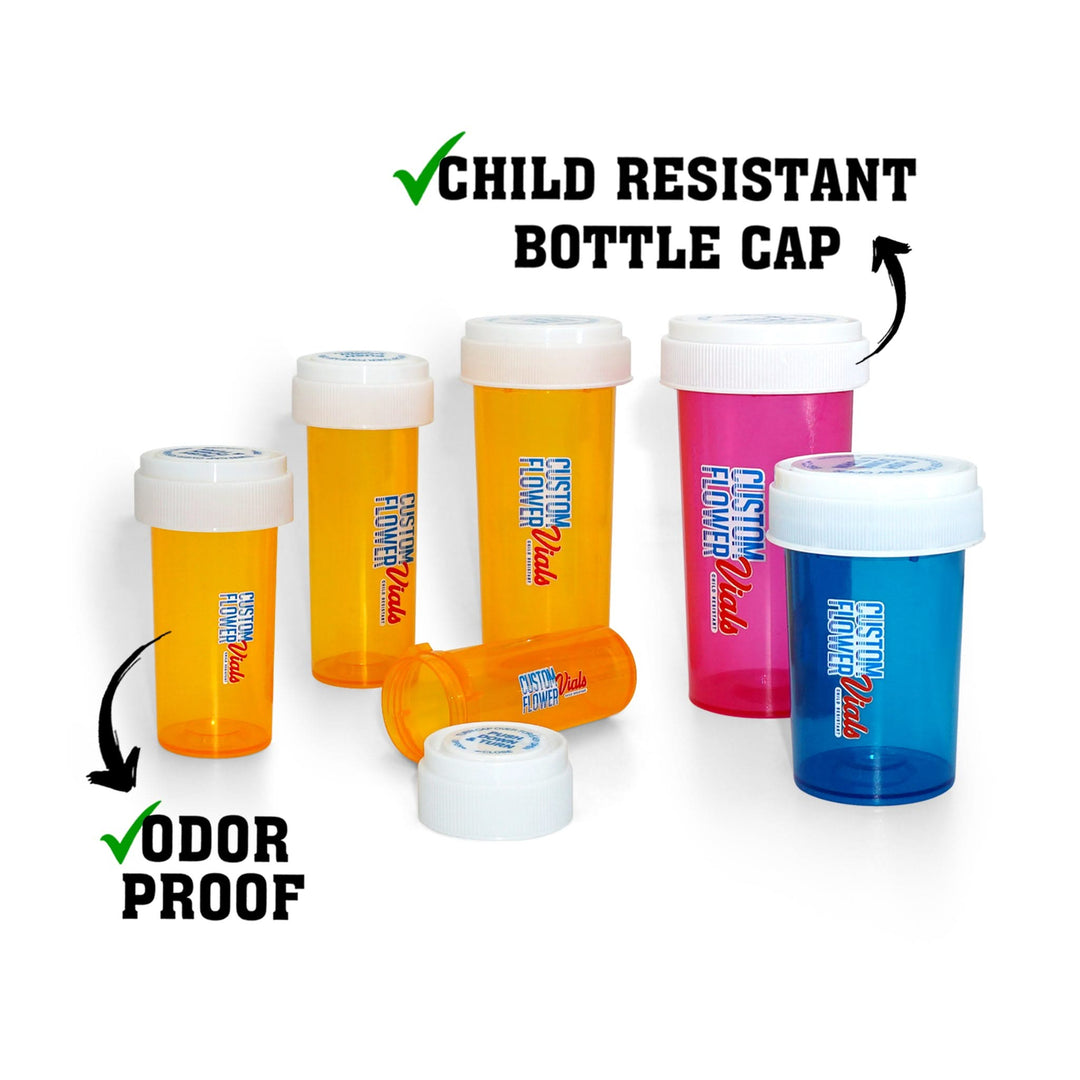 Custom Plastic Flower Vial With Child Resistant Cap