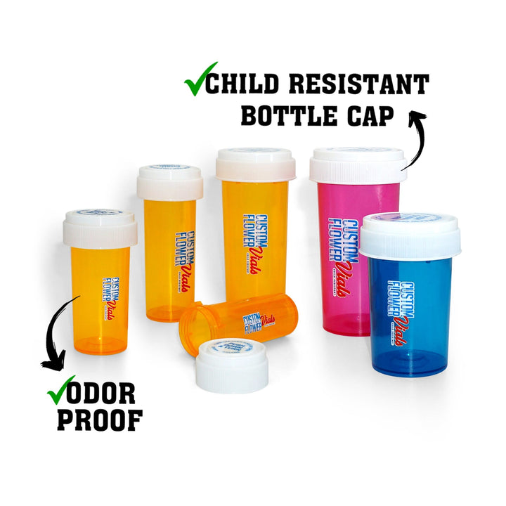 Custom Plastic Flower Vial With Child Resistant Cap