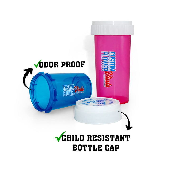 Custom Plastic Flower Vial With Child Resistant Cap