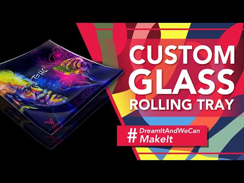 Custom Glass Rolling Tray Logo UV Printing