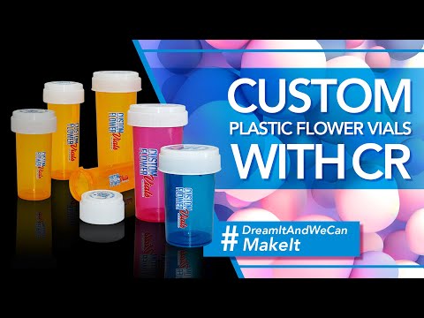 Custom Plastic Flower Vial With Child Resistant Cap