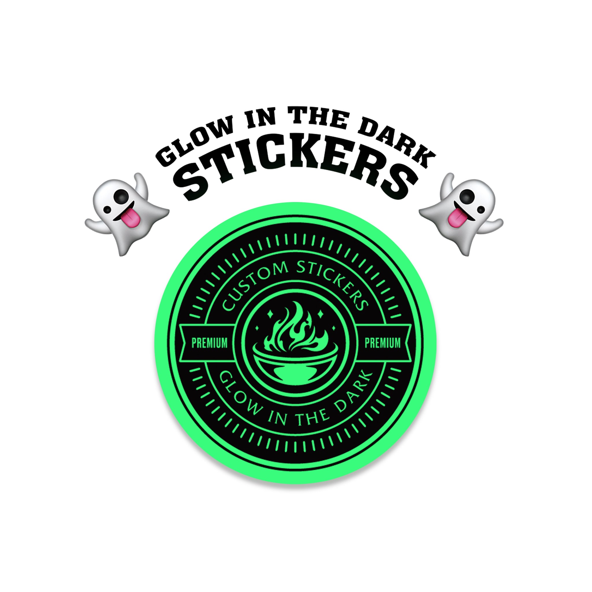 1.5" Custom Printed Glow in the Dark Stickers