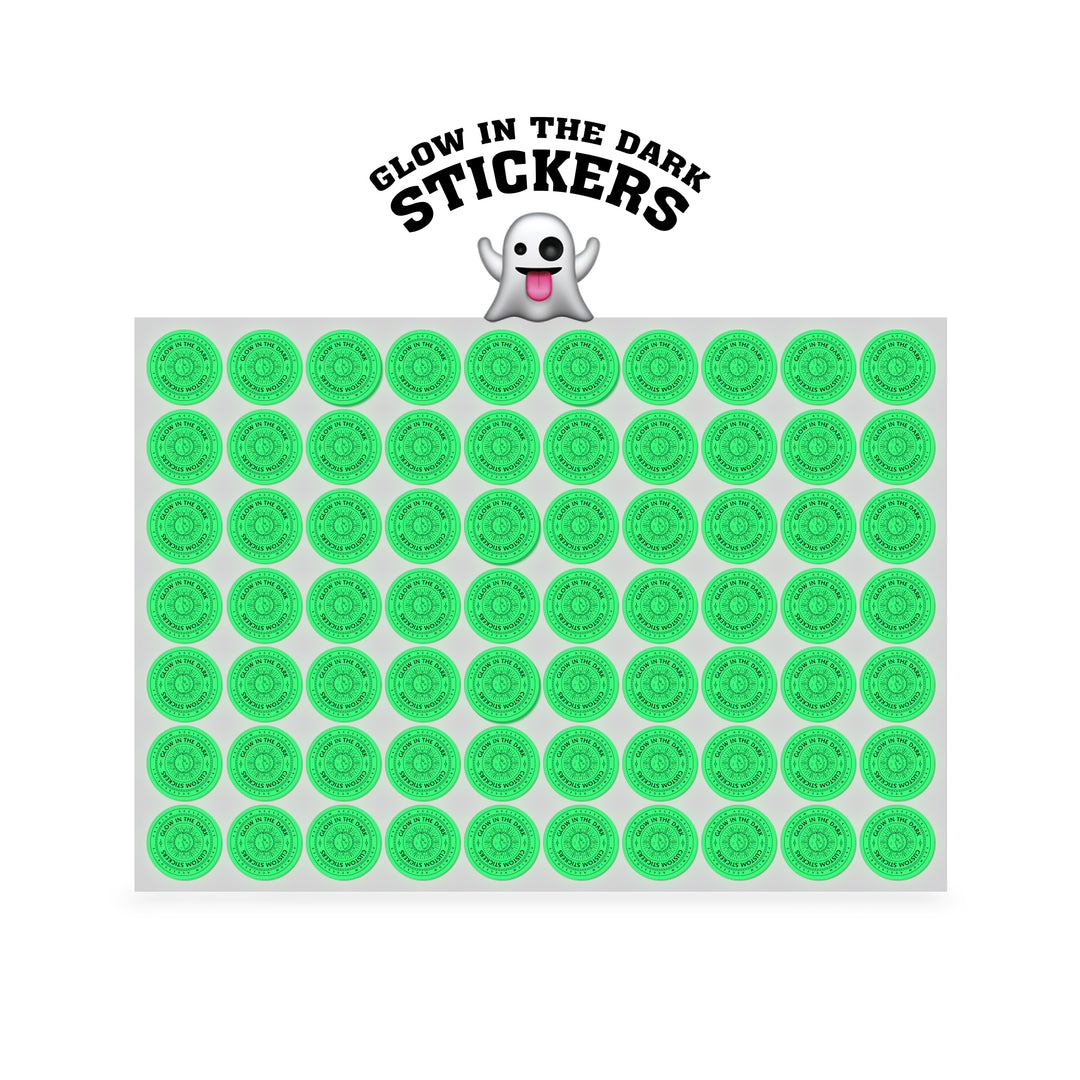1" Custom Printed Glow in the Dark Stickers