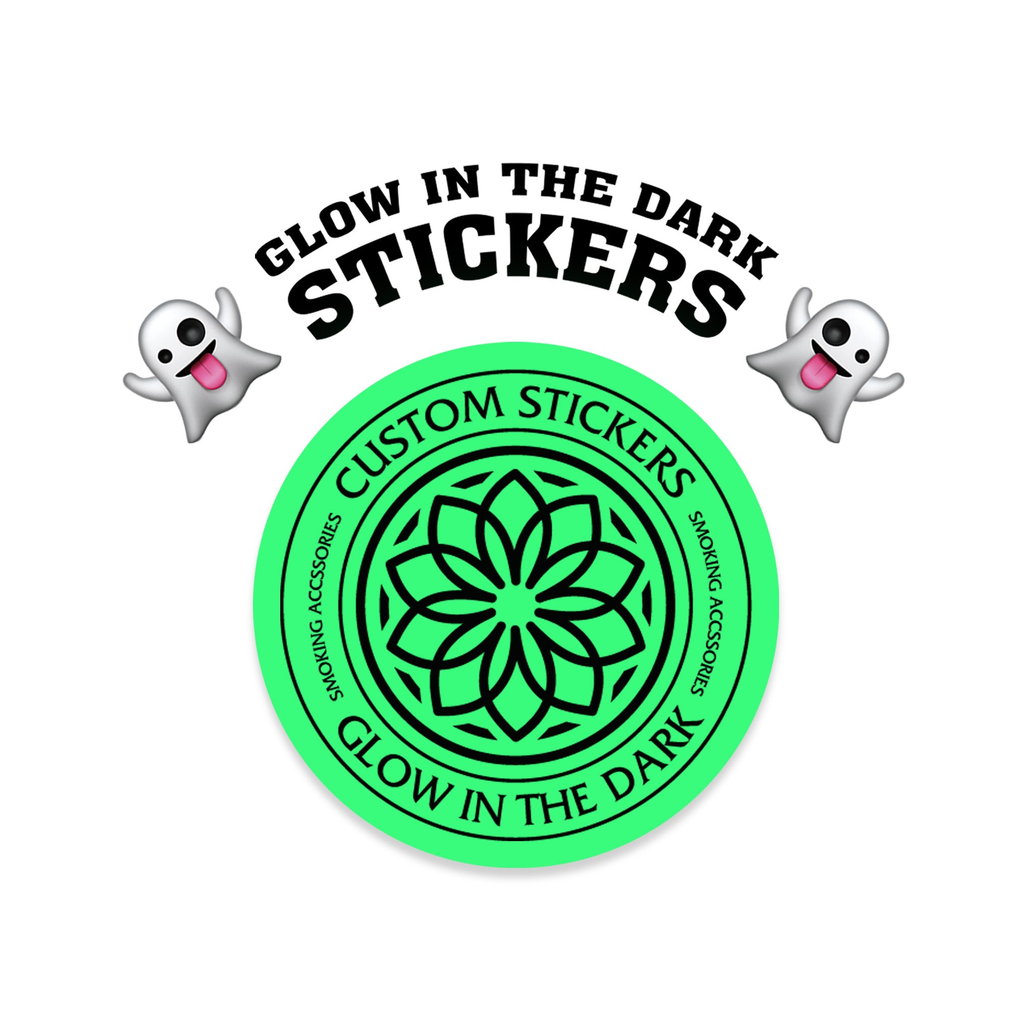 2" Custom Printed Glow in the Dark Stickers