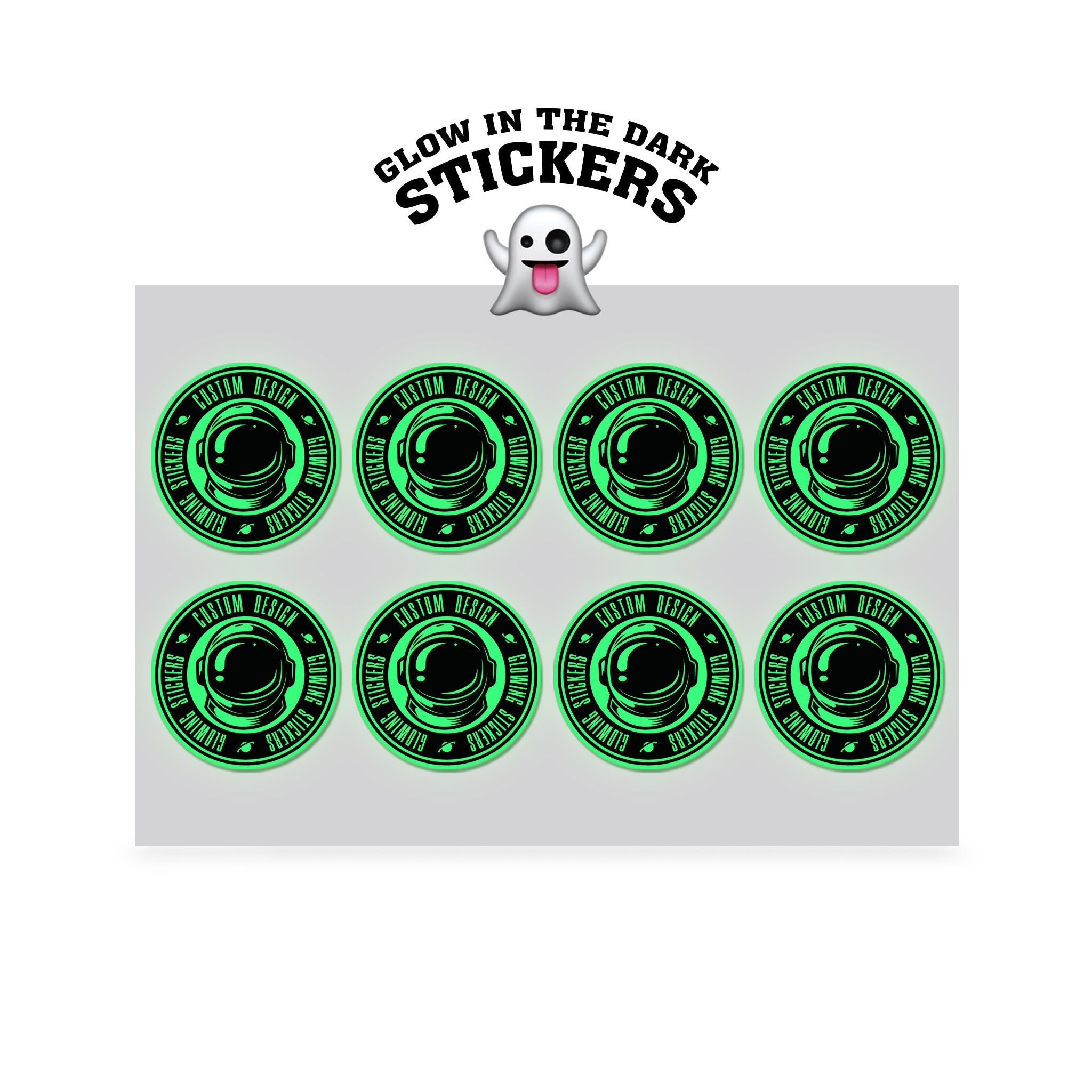 4" Custom Printed Glow in the Dark Stickers