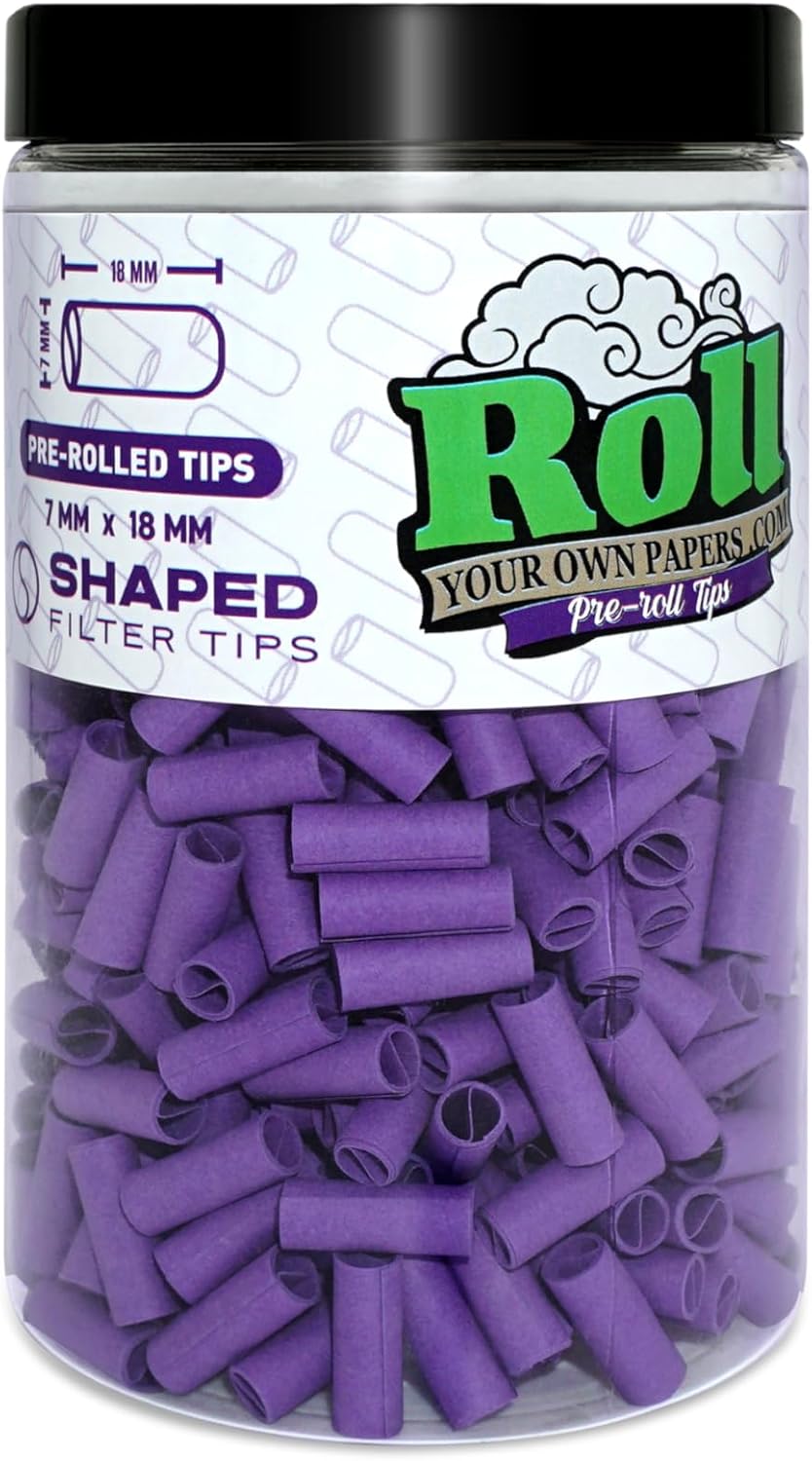 Purple Pre-Rolled Filter Tips, Ø7mm - Bottle of 500 Tips