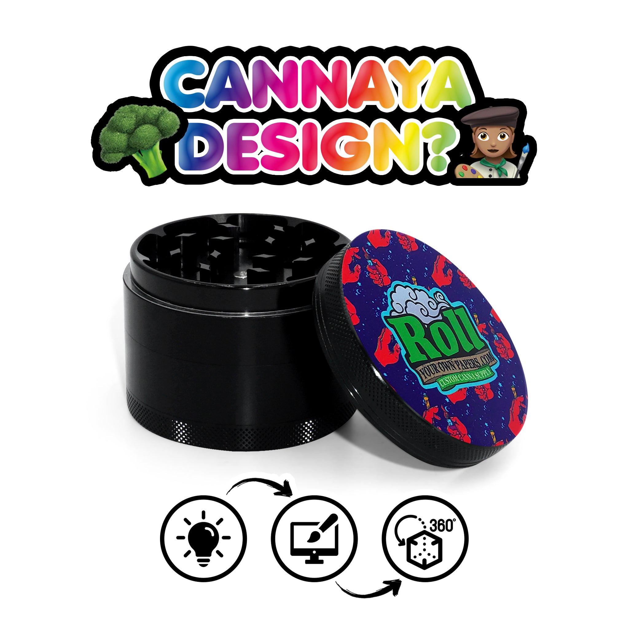 🥦 CANNAYA DESIGN? 👩‍🎨 - Custom Grinder With Full Top Printing