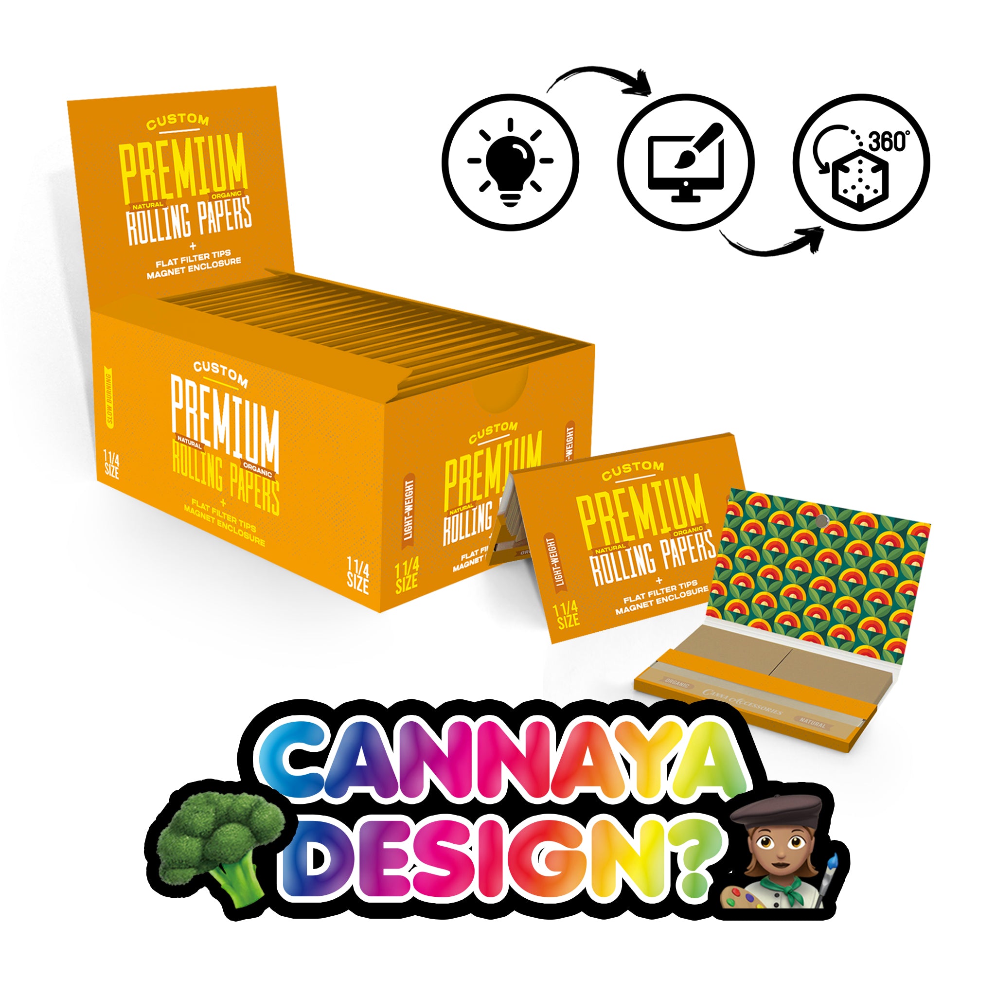 🥦 CANNAYA DESIGN? 👩‍🎨 - LOW MINIMUM Rolling Papers + CRUTCHES + MAGNETS (KSS)