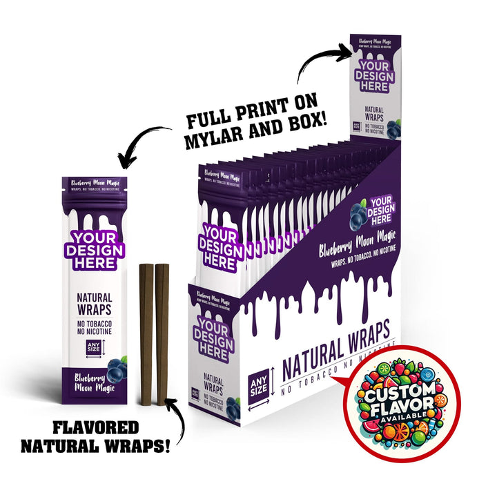 Custom Flavored Hemp Wraps with Flavor Boost Capsules (2CT) in Mylar Bags