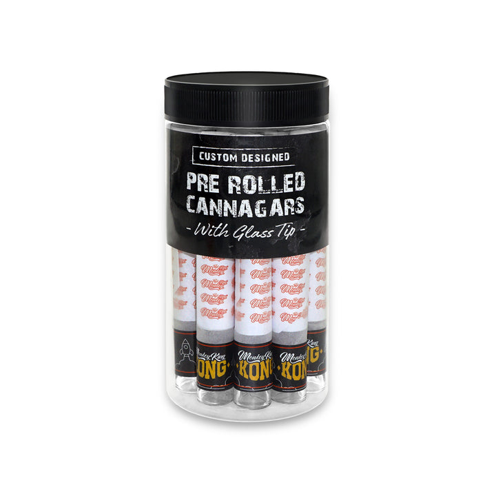 Custom Designed Pre Rolled Cannagars with Glass Tip (12PK) - Packaging Jar
