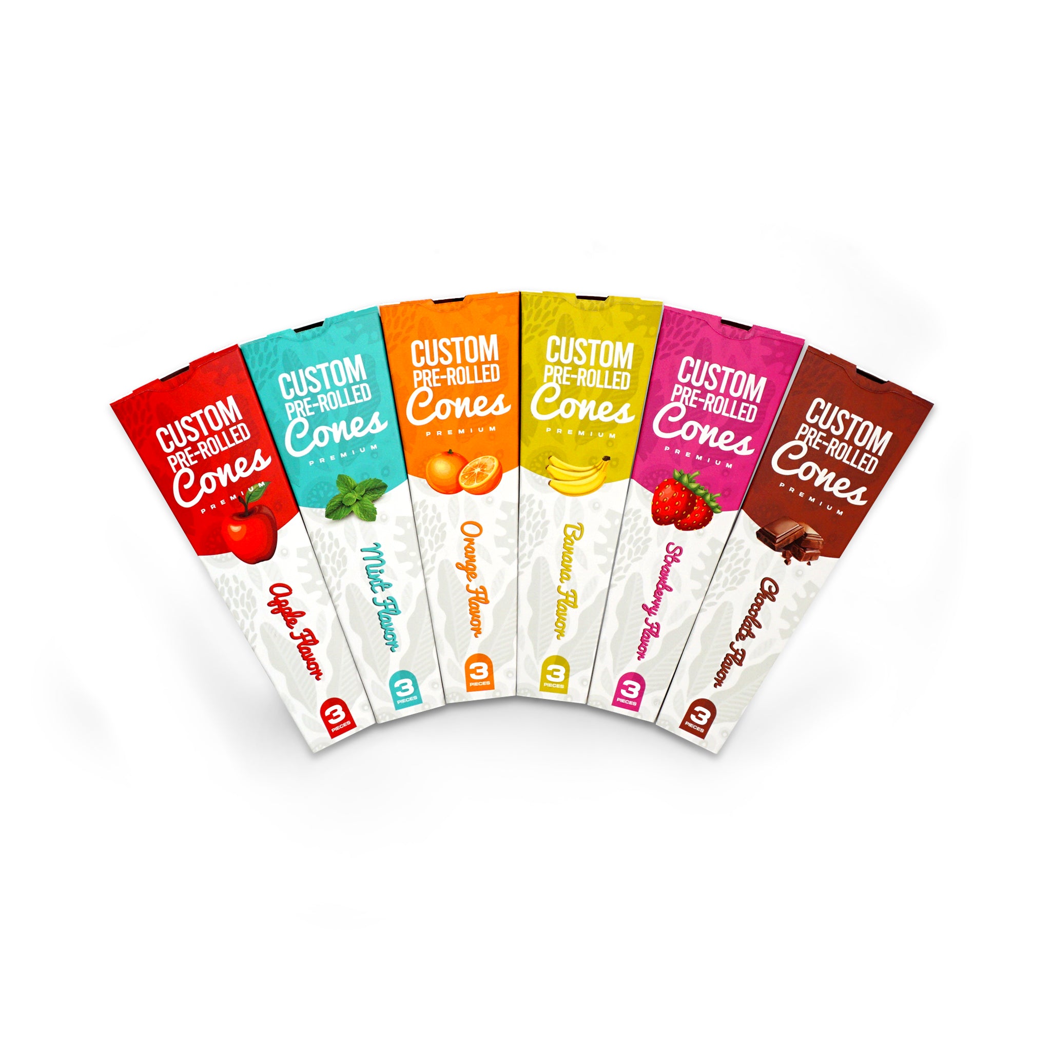 Custom FLAVORED Pre Rolled Cones Trapezoid Retail Format Packaging (3CT)