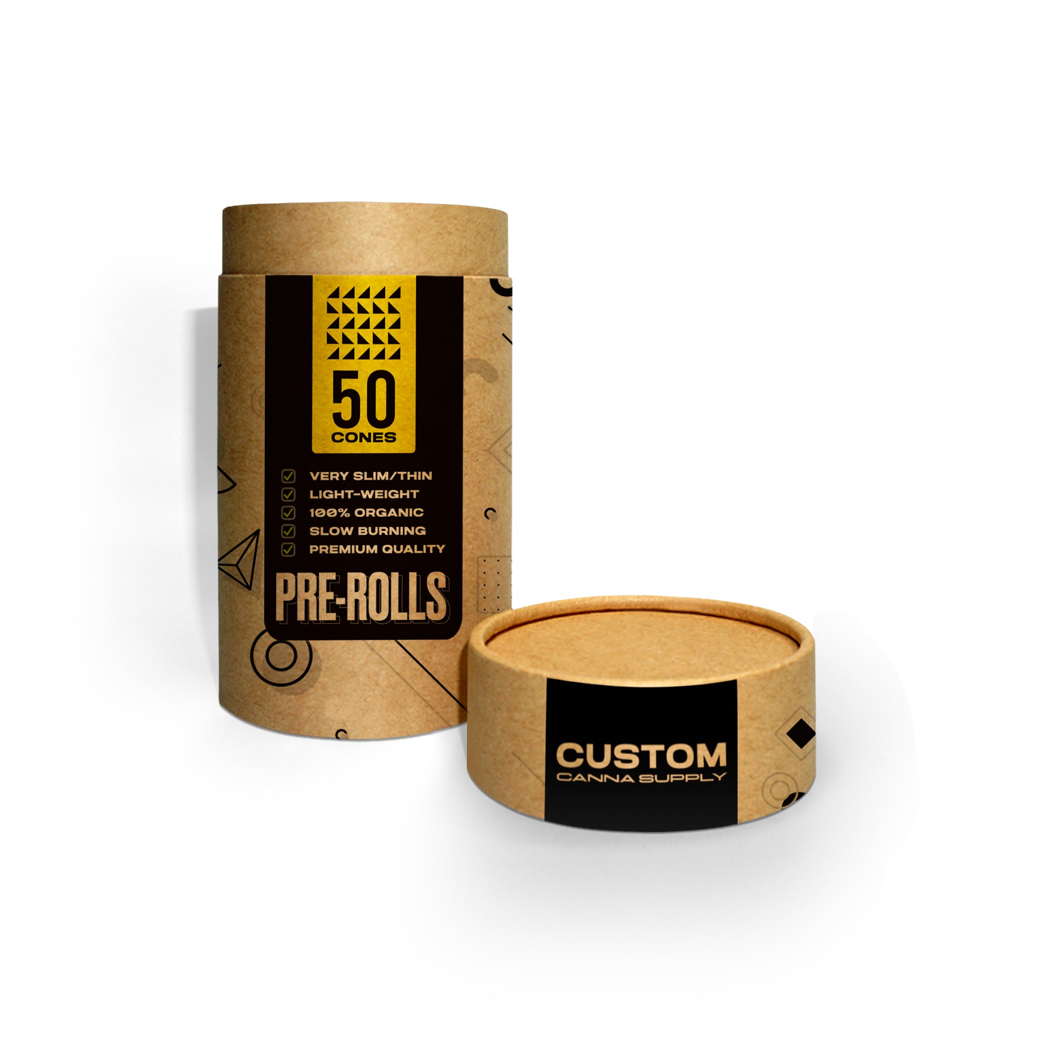 Custom Pre Rolled Cones in Kraft Tube Retail Packaging (50CT)