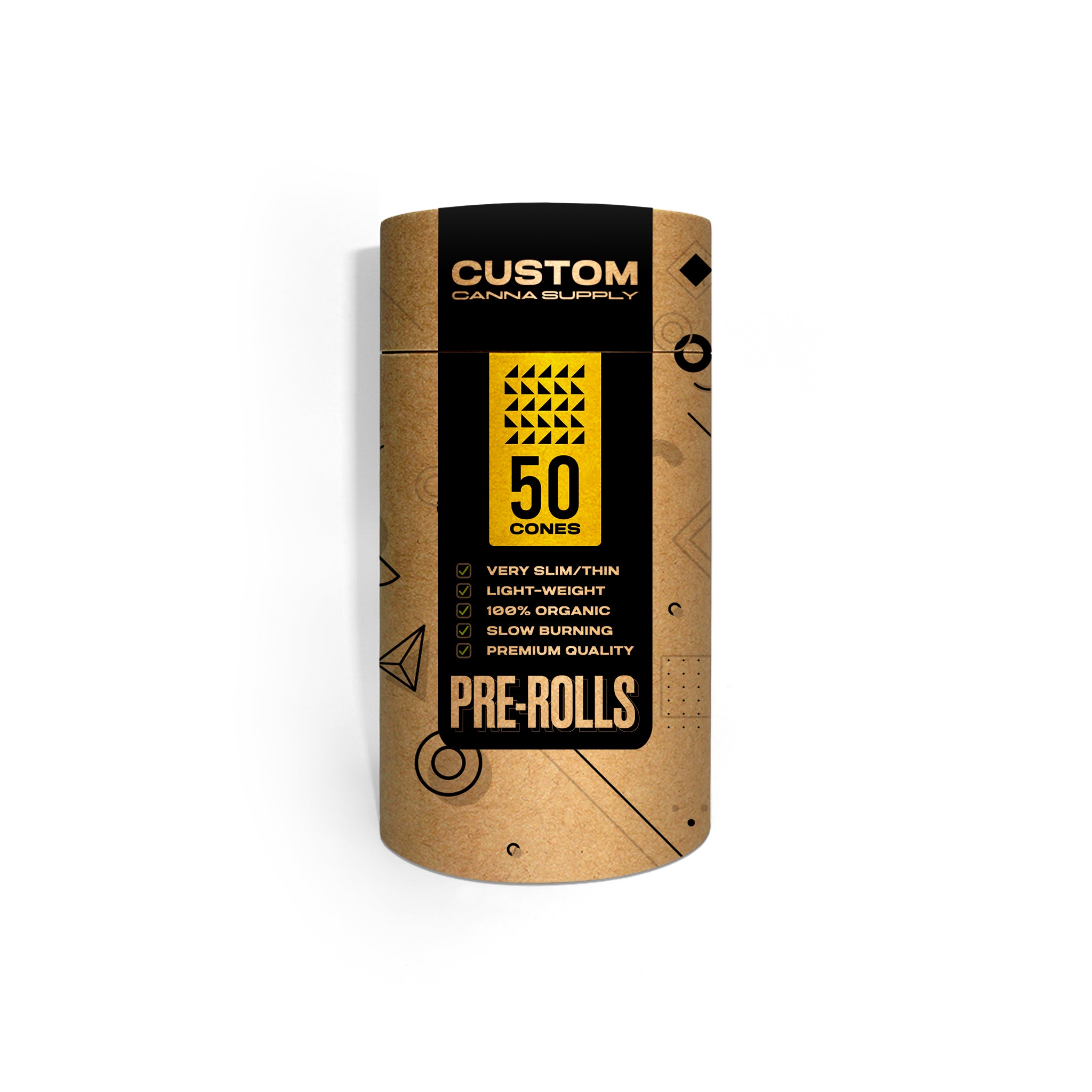 Custom Pre Rolled Cones in Kraft Tube Retail Packaging (50CT)