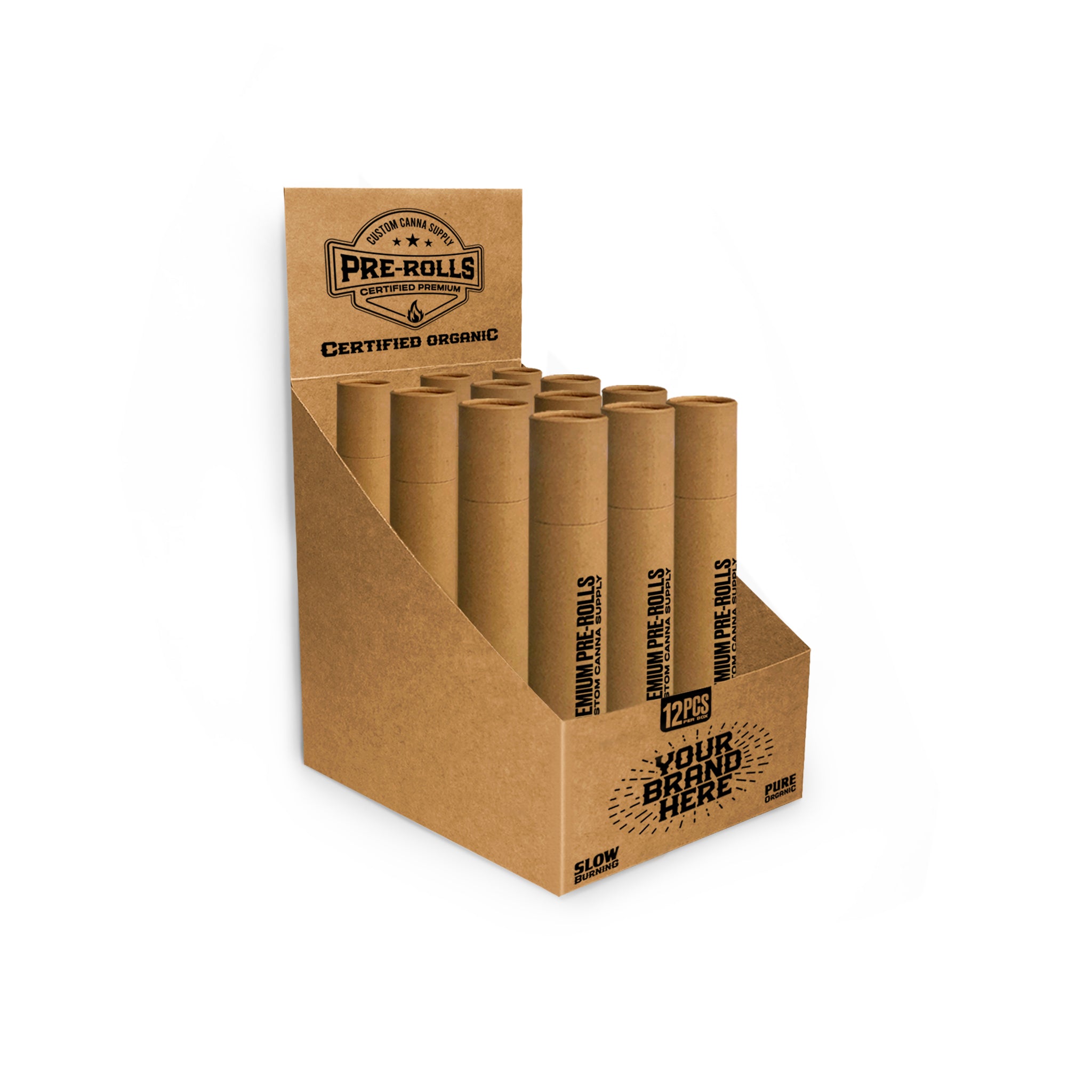Custom Pre Rolled Cones in PHAT Kraft Tube Retail Packaging (15CT)
