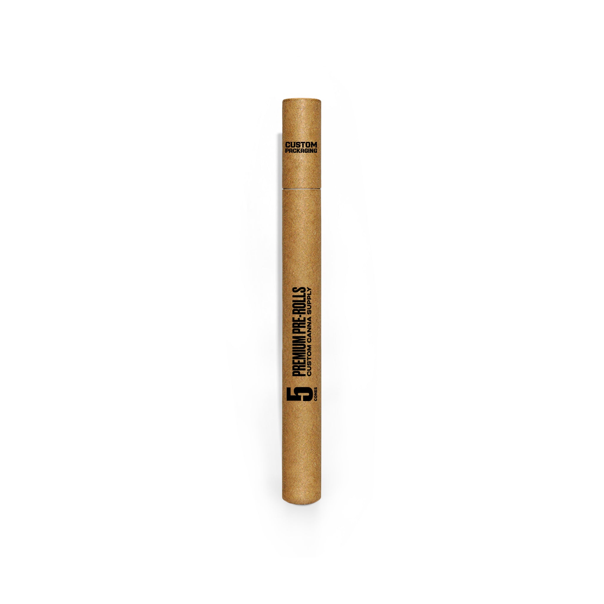 Custom Pre Rolled Cones in Slim Kraft Tube Retail Packaging (5CT)