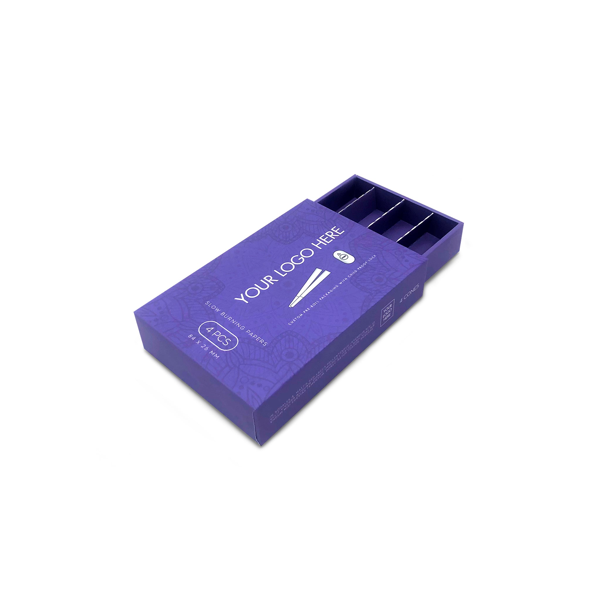 Custom Pre Rolled Turned Edge Box 4PK Quarter Size
