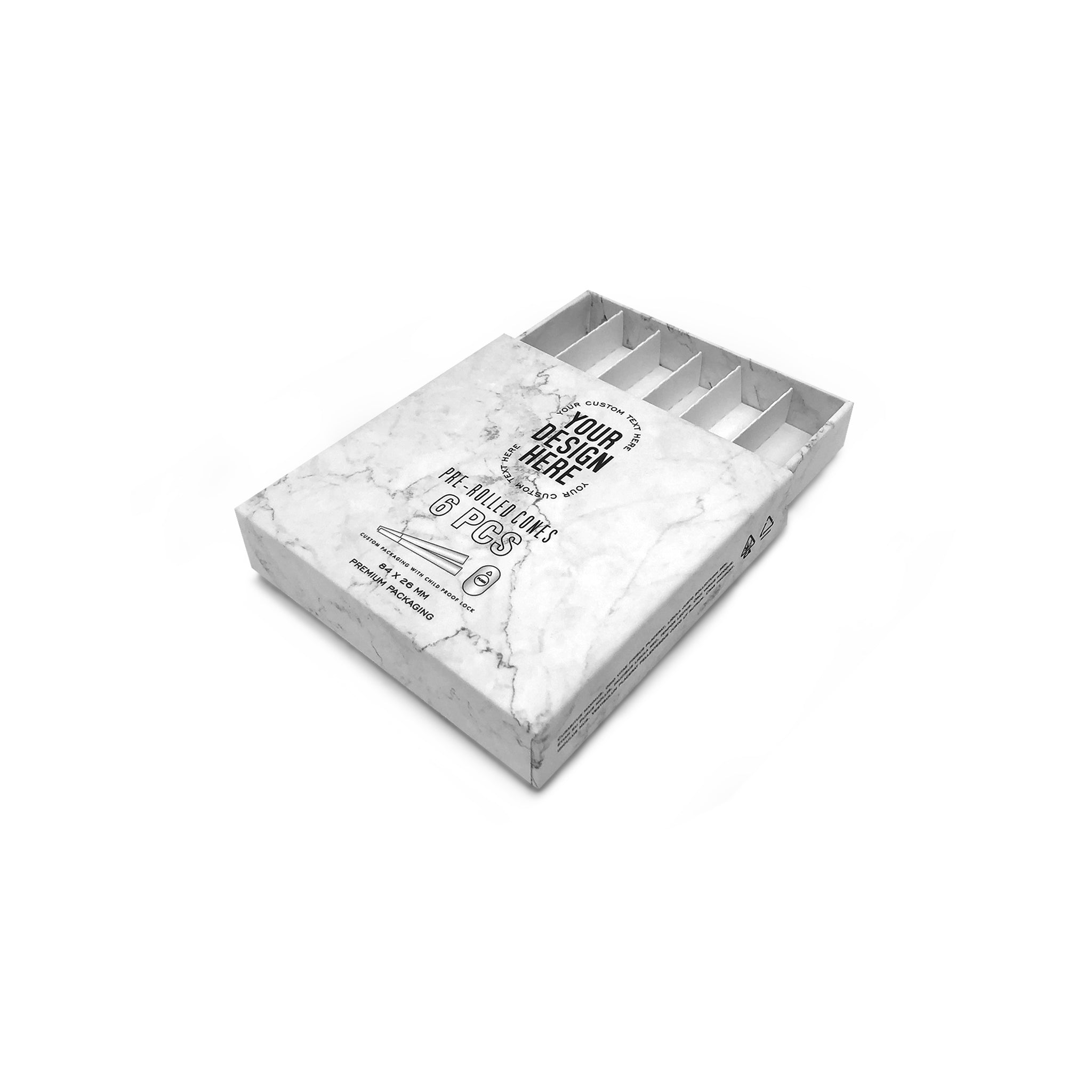 Custom Pre Rolled Turned Edge Box 6PK Quarter Size