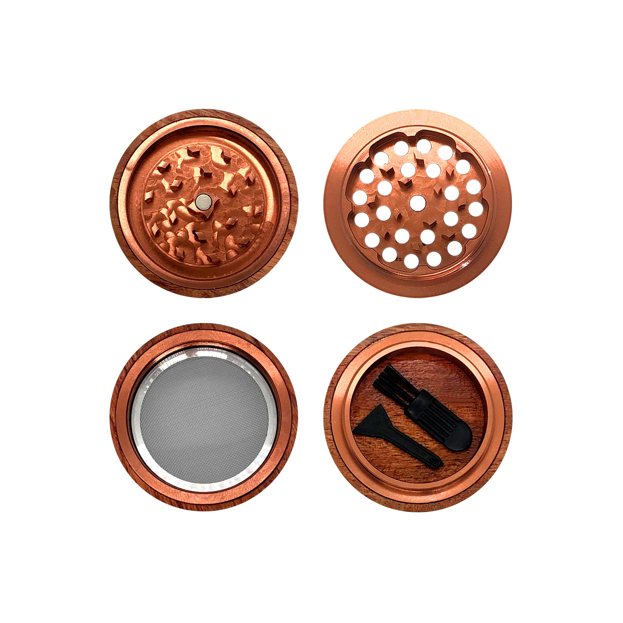 Custom Straight Line Wood In Rose Gold Metal Grinder