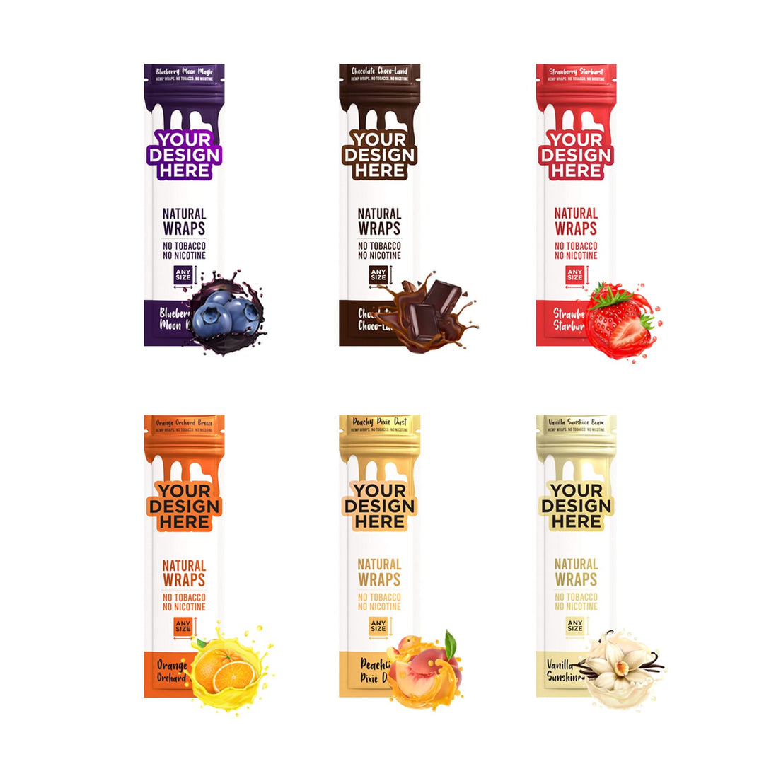 Custom Flavored Hemp Wraps with Flavor Boost Capsules (2CT) in Mylar Bags