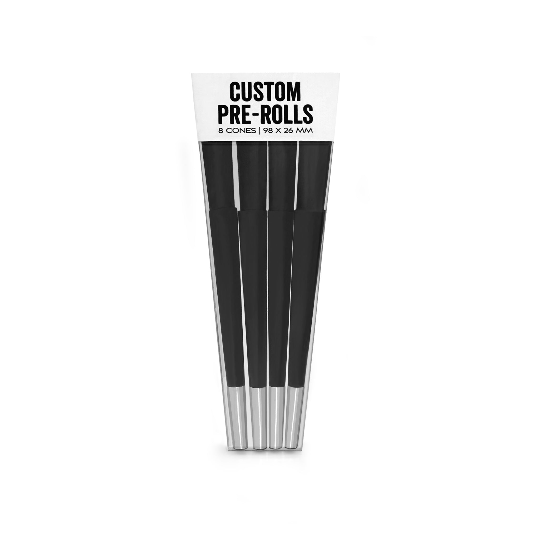 Custom Pre Rolled Cones Printing on Papers in Acetate Box Packaging (8CT)