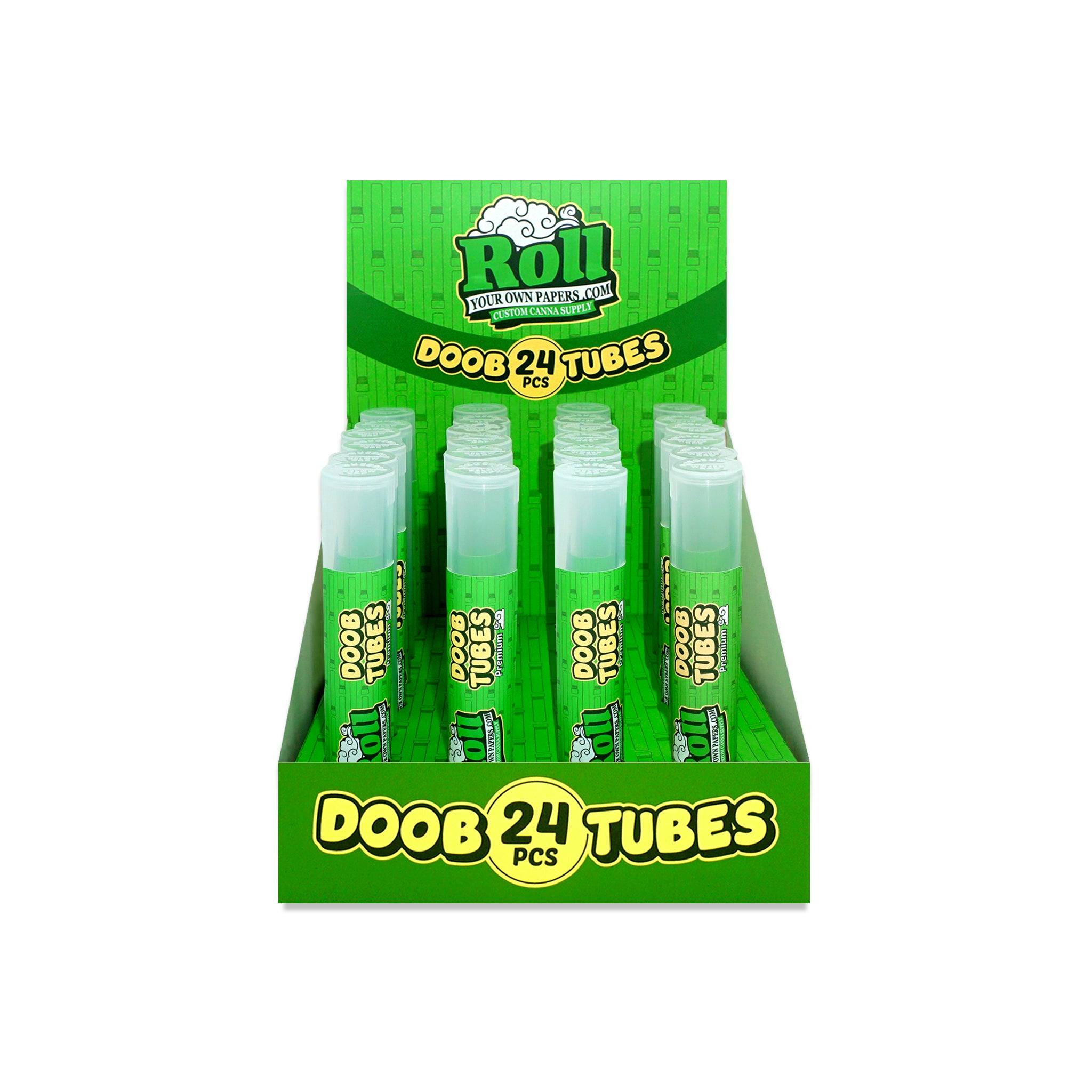 Custom Pre Rolled Doob Tubes in Upright POS Display Box 24PK