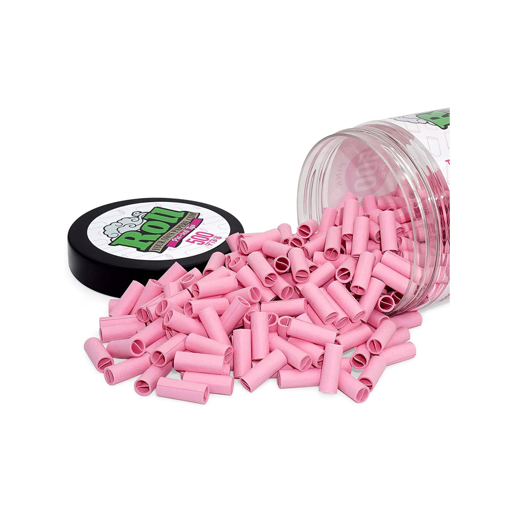 Pink Pre-Rolled Filter Tips, Ø7mm - Bottle of 500 Tips