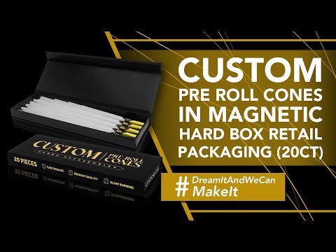 Custom Pre Rolled Cones in Magnetic Hard Box Retail Packaging (20CT)