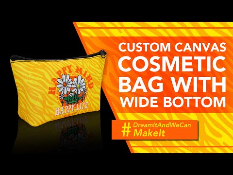 Custom Canvas Cosmetic Bag With Wide Bottom