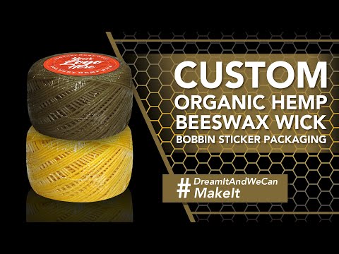 Custom Organic Hemp Beeswax Wick Bobbin Sticker Packaging