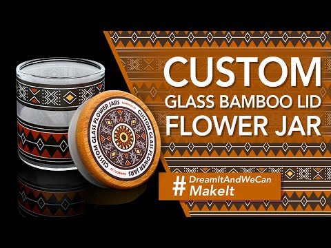 Custom Glass Bamboo Lid Flower Jar