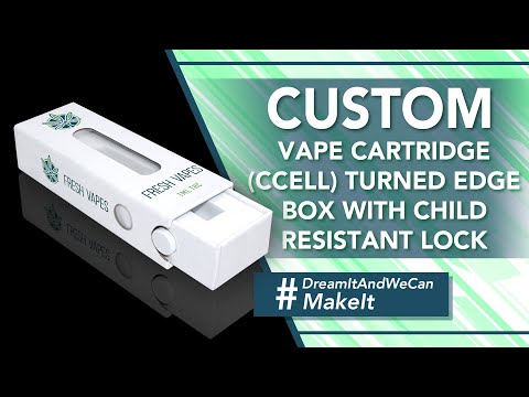 Custom Vape Cartridge (CCELL) Turned Edge Box with Child Resistant Lock