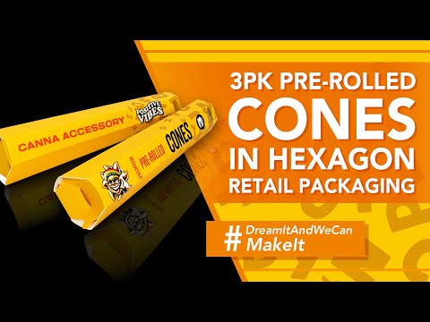 Custom Pre Rolled Cones Hexagon Retail Format Packaging (3CT)