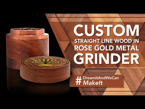 Custom Straight Line Wood In Rose Gold Metal Grinder