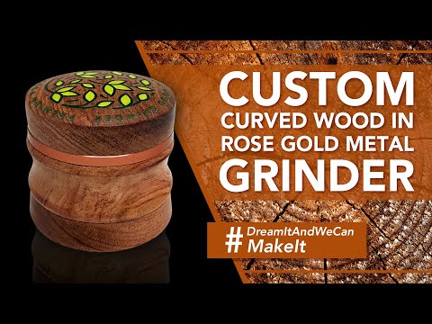 Custom Curved Wood In Rose Gold Metal Grinder